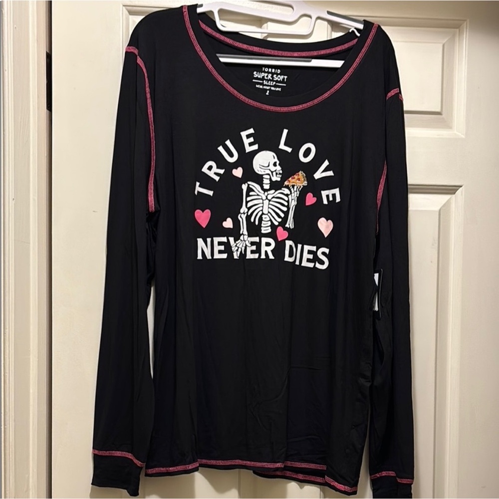 Torrid Black and Pink Cozy Pajama Top